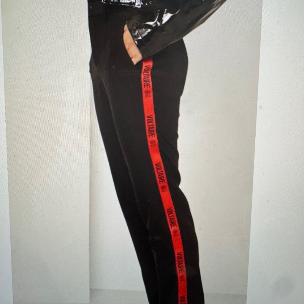 Zadig & Voltaire Black Wool Pants With Side Red Stripe Size 2